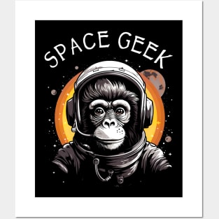 Vintage Space Geek Monkey Ape Chimp Astronaut Posters and Art